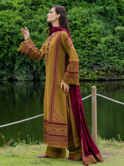 WINTER-3PC DHANAK EMBROIDERED SHIRT WITH DHANAK EMB SHAWL & TROUSER-5224