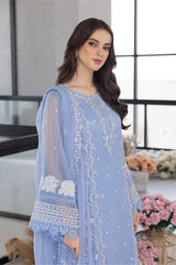 SUMMER- 3PC ORGANZA EMBROIDERED LAWN SHIRT WITH ORGANZA EMBROIDERED DUPATTA AND TROUSER-3549
