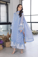 SUMMER- 3PC ORGANZA EMBROIDERED LAWN SHIRT WITH ORGANZA EMBROIDERED DUPATTA AND TROUSER-3549