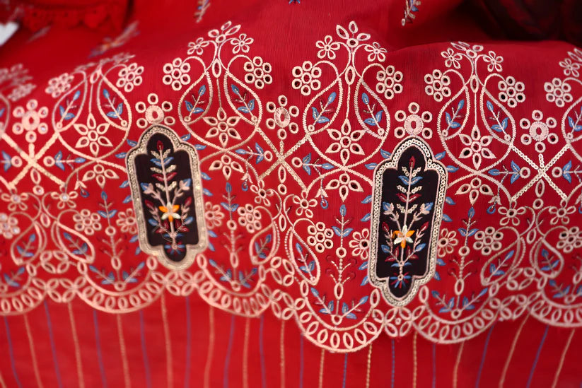 WINTER-3PC KHADDAR CUTWORK EMBROIDERED SHIRT WITH KASHMIRI JACQUARD WOOL SHAWL-1552