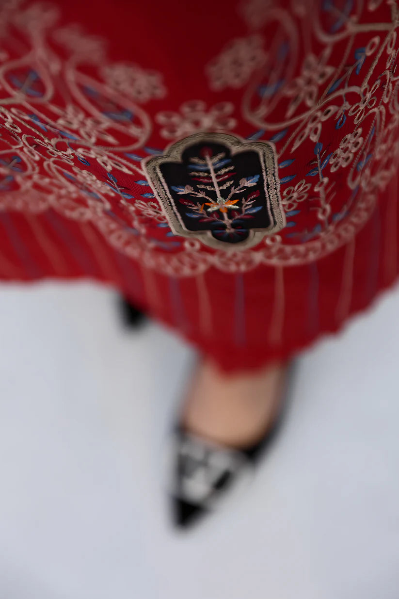 WINTER-3PC KHADDAR CUTWORK EMBROIDERED SHIRT WITH KASHMIRI JACQUARD WOOL SHAWL-1552
