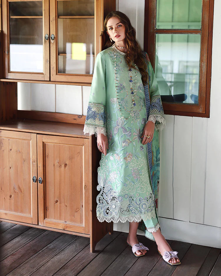 WINTER-3PC DHANAK HEAVY EMBROIDERED SHIRT WITH WOOL PRINTED DUPATTA AND TROUSER-5084