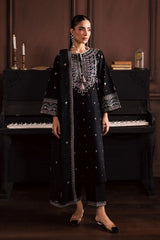 WINTER-3PC DHANAK EMBROIDERED SHIRT WITH CHIFFON EMBROIDERED DUPATTA AND EMB TROUSER-5194