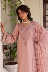 SUMMER-3PC LAWN EMBROIDERED SHIRT WITH KHADDI NET EMBROIDERED DUPATTA AND EMB TROUSER-4743