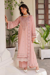 SUMMER-3PC LAWN EMBROIDERED SHIRT WITH KHADDI NET EMBROIDERED DUPATTA AND EMB TROUSER-4743