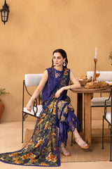 SUMMER-3PC LAWN EMBROIDERED SHIRT WITH CHIFFON PRINT DUPATTA AND TROUSER-4693