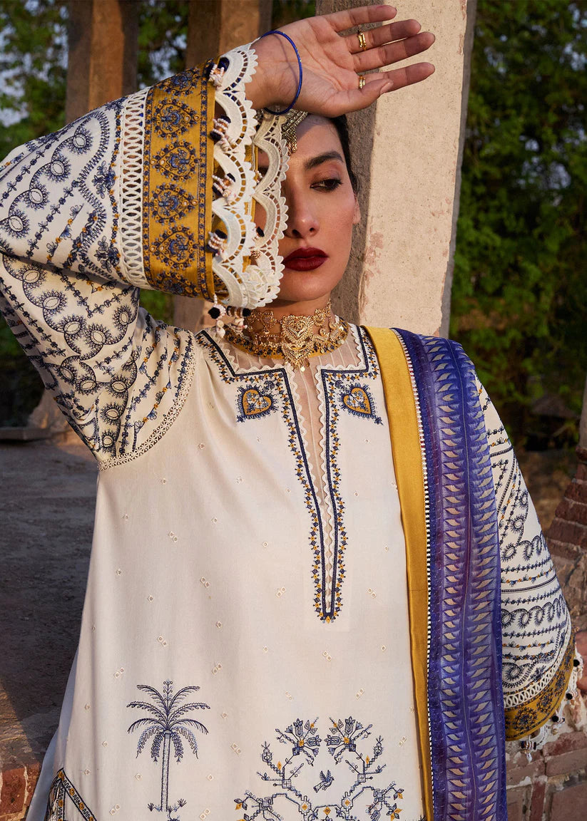 WINTER-3PC KHADDAR HEAVY EMBROIDERED SHIRT WITH COURTRAI WOOL PRINT SHAWL AND TROUSER-4094