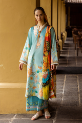 SUMMER-3PC LAWN PRINTED SHIRT WITH CHIFFON PRINT DUPATTA AND PRINT TROUSER-2507