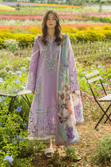 WINTER-3PC DHANAK EMBROIDERED SHIRT WITH COUTRAI WOOL PRINTED SHAWL AND TROUSER-4018