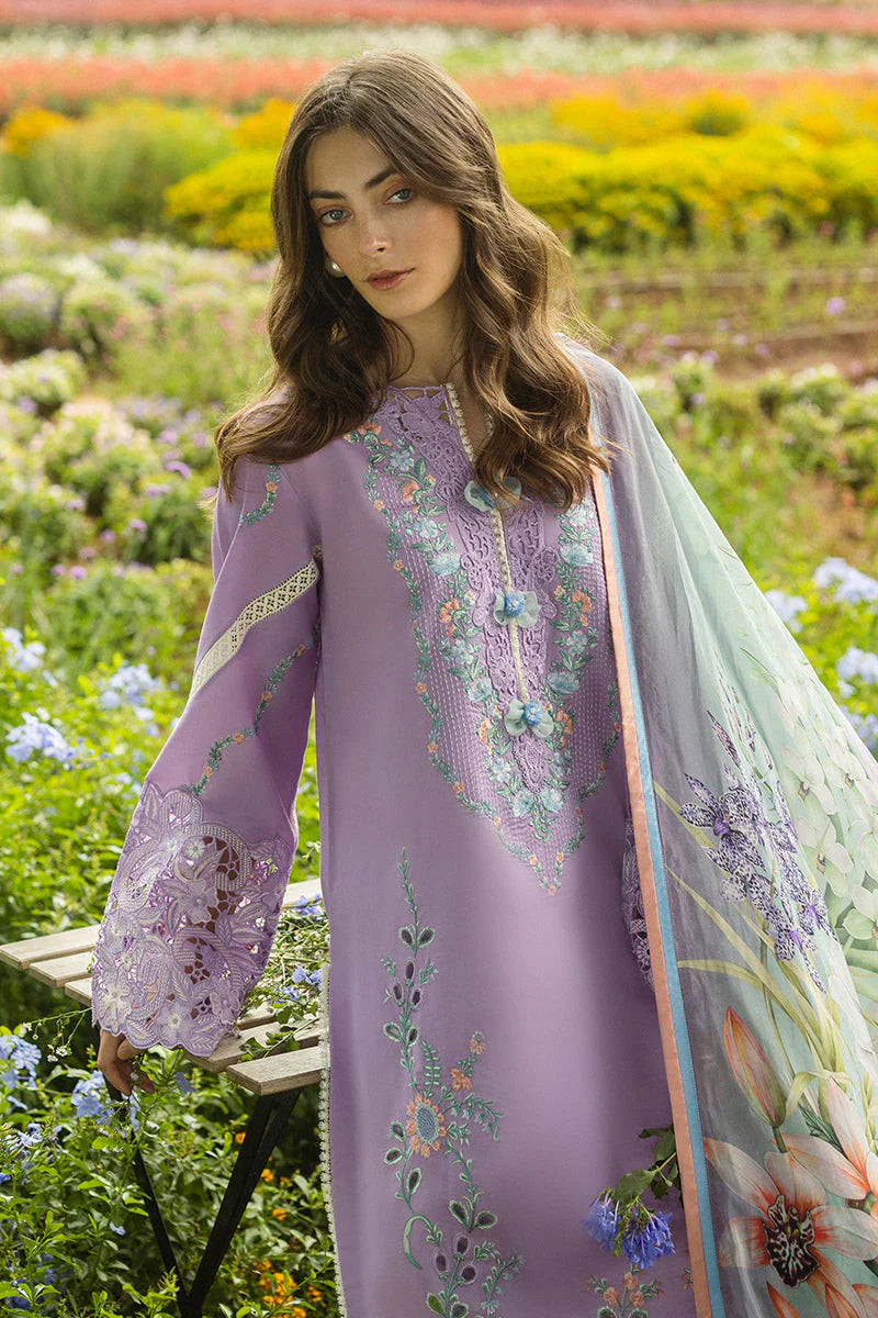 WINTER-3PC DHANAK EMBROIDERED SHIRT WITH COUTRAI WOOL PRINTED SHAWL AND TROUSER-4018