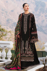 WINTER-3PC DHANAK EMBROIDERED SHIRT WITH COURTRAI PRINTED SHAWL AND TROUSER-4261