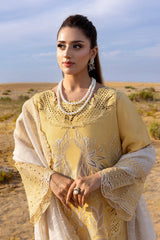 Winter-3PC DHANAK LASERWORK EMBROIDERED SHIRT WITH KHAADI NET EMBROIDERED DUPATTA AND TROUSER-5111