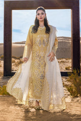 Winter-3PC DHANAK LASERWORK EMBROIDERED SHIRT WITH KHAADI NET EMBROIDERED DUPATTA AND TROUSER-5111