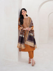 WINTER-3PC DHANAK EMBROIDERED SHIRT WITH COURTRAI PRINTED SHAWL AND TROUSER-4201