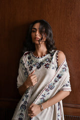 WINTER-3PC KARANDI EMBROIDERED SHIRT WITH KARANDI EMBROIDERED SHAWL AND TROUSER-4333