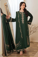 WINTER-3PC DHANAK EMBROIDERED SHIRT WITH DHANAK EMBROIDERED SHAWL AND TROUSER-4422