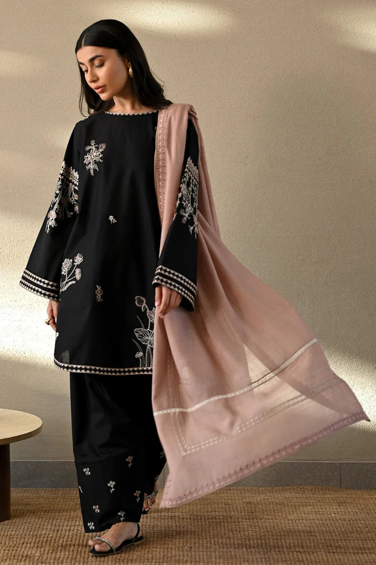 WINTER-3PC DHANAK EMBROIDERED SHIRT WITH MONARK EMBROIDERED DUPATTA AND TROUSER-4406