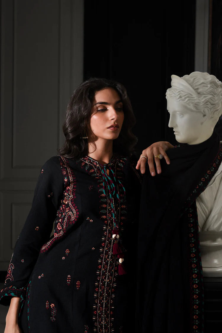 WINTER-3PC DHANAK EMBROIDERED SHIRT WITH DHANAK EMBROIDERED SHAWL AND TROUSER-4340