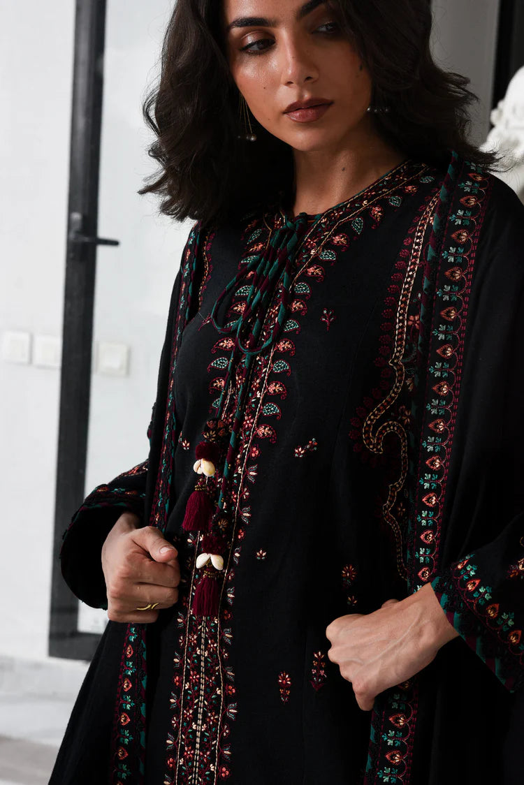 WINTER-3PC DHANAK EMBROIDERED SHIRT WITH DHANAK EMBROIDERED SHAWL AND TROUSER-4340
