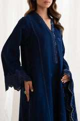 WINTER-3PC DHANAK EMBROIDERED SHIRT WITH DHANAK EMBROIDERED SHAWL AND TROUSER-4187