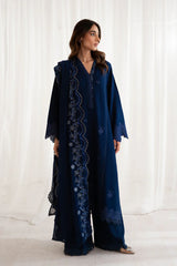 WINTER-3PC DHANAK EMBROIDERED SHIRT WITH DHANAK EMBROIDERED SHAWL AND TROUSER-4187