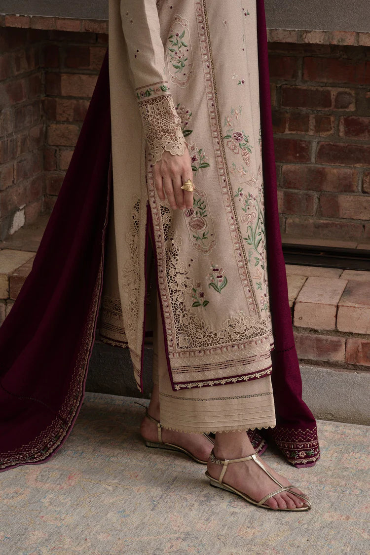 WINTER-3PC DHANAK EMBROIDERED SHIRT WITH DHANAK EMBROIDERED SHAWL AND TROUSER-