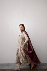 WINTER-3PC DHANAK EMBROIDERED SHIRT WITH DHANAK EMBROIDERED SHAWL AND TROUSER-