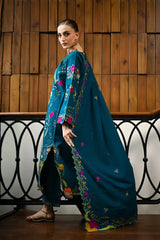 WINTER-3PC DHANAK EMBROIDERED SHIRT WITH DHANAK EMBROIDERED SHAWL AND TROUSER-4370