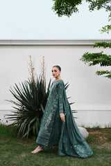WINTER-3PC DHANAK EMBROIDERED SHIRT WITH DHANAK EMBROIDERED SHAWL AND TROUSER-5042