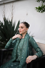 WINTER-3PC DHANAK EMBROIDERED SHIRT WITH DHANAK EMBROIDERED SHAWL AND TROUSER-5042