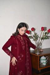 WINTER-3PC DHANAK EMBROIDERED SHIRT WITH DHANAK EMBROIDERED SHAWL AND TROUSER-5031