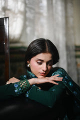 WINTER-3PC KARANDI EMBROIDERED SHIRT WITH CORTRAI WOOL PRINT SHAWL AND TROUSER-4397