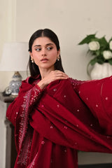 WINTER-3PC DHANAK EMBROIDERED SHIRT WITH DHANAK EMBROIDERED SHAWL AND EMB TROUSER-5036