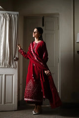 WINTER-3PC DHANAK EMBROIDERED SHIRT WITH DHANAK EMBROIDERED SHAWL AND EMB TROUSER-5036