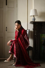 WINTER-3PC DHANAK EMBROIDERED SHIRT WITH DHANAK EMBROIDERED SHAWL AND EMB TROUSER-5036