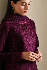 WINTER-3PC KARANDI EMBROIDERED SHIRT WITH KARANDI EMBROIDERED SHAWL AND TROUSER-4404
