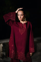 WINTER-2PIECE DHANAK EMBROIDERED SHIRT WITH DHANAK EMB TROUSER-15086