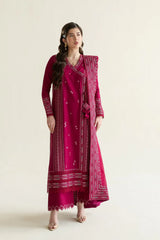 SUMMER-3PC LAWN EMBROIDERED SHIRT WITH KHADDI NET EMBROIDERED DUPATTA AND TROUSER-4779