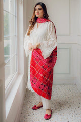 SUMMER-LAWN CHIKENKARI EMBROIDERED WITH CHUNRI PRINT DUPATTA & DUPATTA-4051