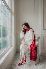 SUMMER-LAWN CHIKENKARI EMBROIDERED WITH CHUNRI PRINT DUPATTA & DUPATTA-4051
