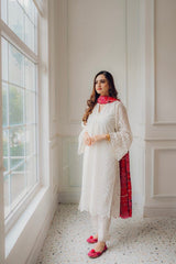 SUMMER-LAWN CHIKENKARI EMBROIDERED WITH CHUNRI PRINT DUPATTA & DUPATTA-4051