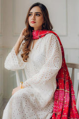 SUMMER-LAWN CHIKENKARI EMBROIDERED WITH CHUNRI PRINT DUPATTA & DUPATTA-4051