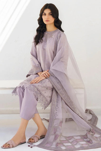 SUMMER- 3PC LAWN HEAVY EMBROIDERED SHIRT WITH ORGANZA EMBROIDERED READY TO WEAR DUPATTA-3643