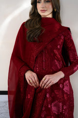 WINTER-3PC DHANAK EMBROIDERED SHIRT WITH DHANAK EMBROIDERED SHAWL AND TROUSER-5087