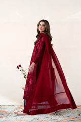 WINTER-3PC DHANAK EMBROIDERED SHIRT WITH DHANAK EMBROIDERED SHAWL AND TROUSER-5087