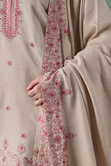 WINTER-3PC DHANAK EMBROIDERED SHIRT WITH DHANAK EMBROIDERED SHAWL AND TROUSER-4352
