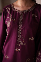 WINTER-2PIECE DHANAK EMBROIDERED SHIRT WITH DHANAK EMB TROUSER-15133