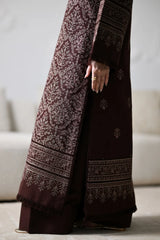 WINTER-3PC KARANDI EMBROIDERED SHIRT WITH KARANDI EMBROIDERED SHAWL AND TROUSER-5294