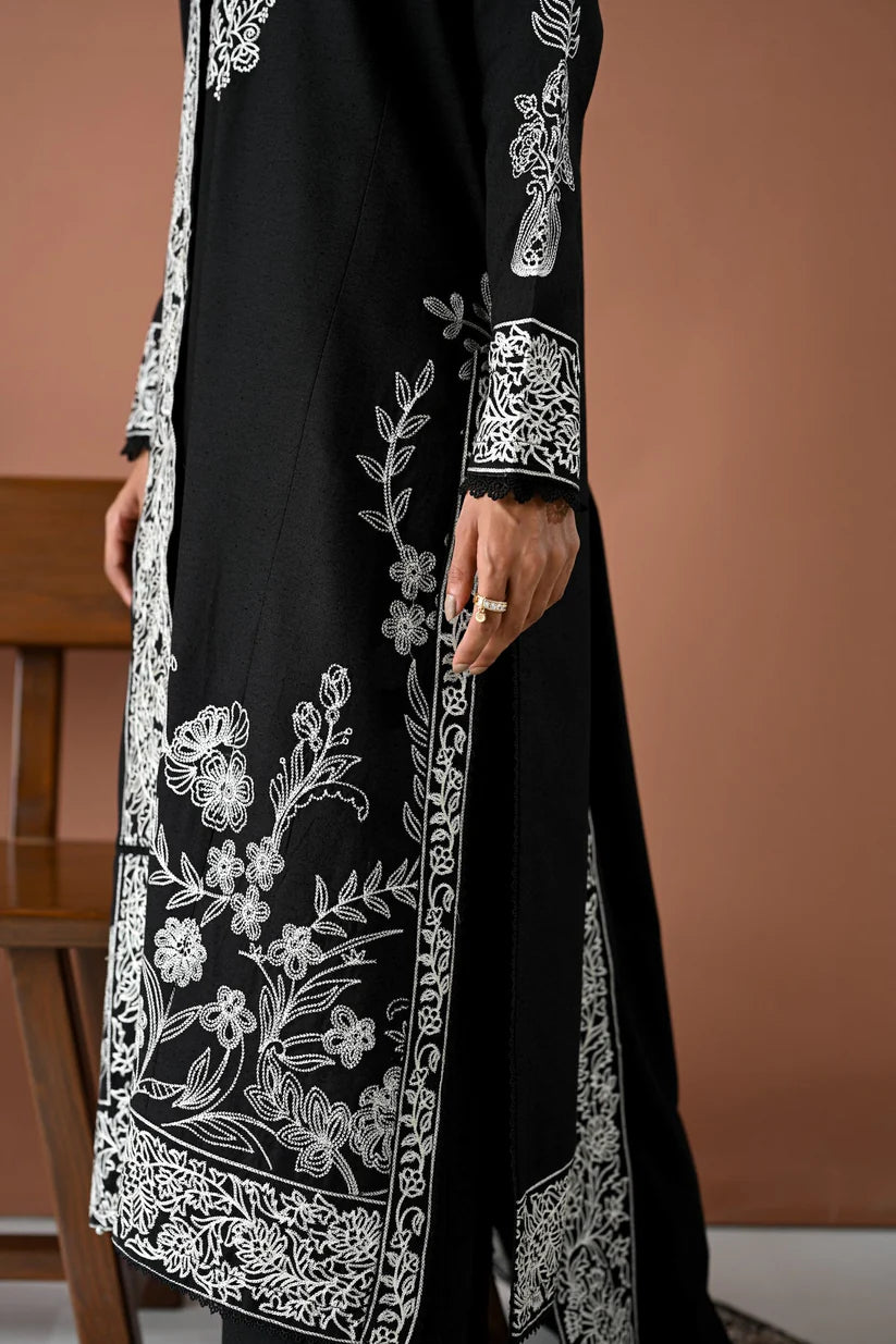 WINTER-3PC DHANAK EMBROIDERED SHIRT WITH DHANAK EMBROIDERED SHAWL & TROUSER-4177