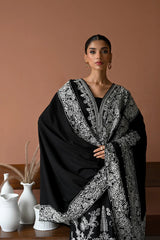 WINTER-3PC DHANAK EMBROIDERED SHIRT WITH DHANAK EMBROIDERED SHAWL & TROUSER-4177